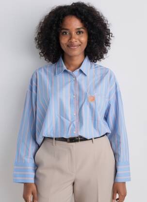 Chemisier coupe droite manches longues bleu MKT STUDIO femme