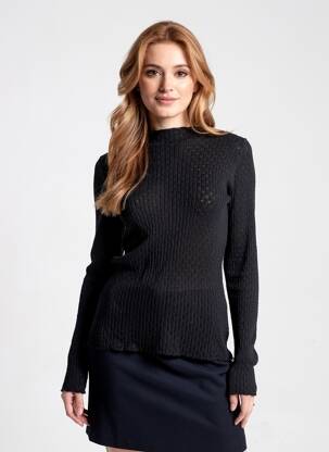 Pull coupe droite manches longues noir ROUJE femme
