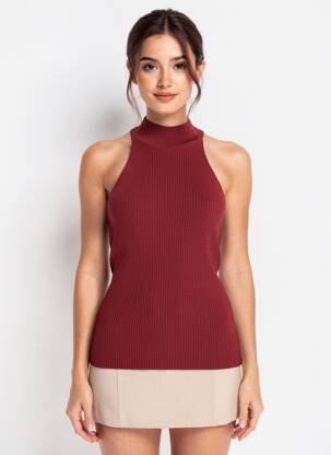 Débardeur coupe droite sans manche rouge ROUJE femme