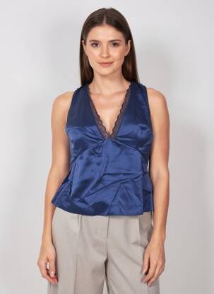 Top coupe cintrée sans manche bleu ROUJE femme
