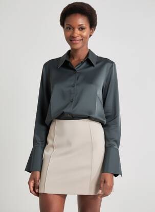 Chemisier tissage crêpe manches longues gris VANESSA BRUNO femme