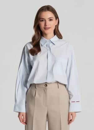 Chemisier coupe cintrée manches longues bleu SAMSOE & SAMSOE femme