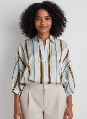 Chemisier coupe fluide manches 3/4 bleu DIEGA femme
