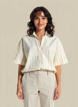Blouse tissage popeline manches courtes jaune DIEGA femme
