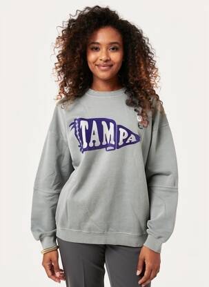 Sweat-shirt coupe over-size manches longues bleu NEWTONE femme
