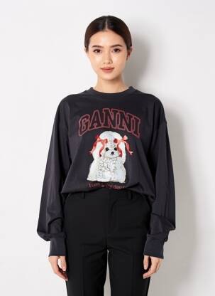 T-shirt manches longues manches longues noir GANNI femme