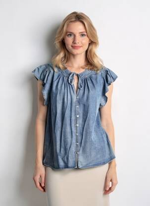 Chemisier coupe droite manches courtes bleu RAILS femme