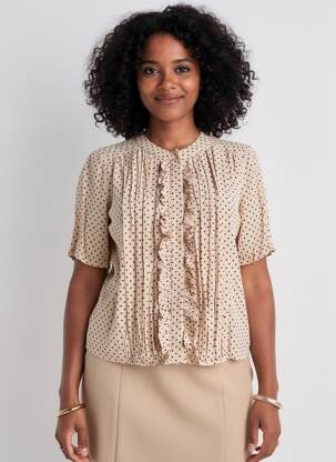 Chemisier tissage crêpe manches courtes beige GERARD DAREL femme