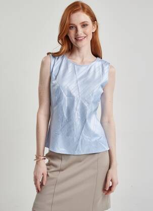 Top coupe cintrée sans manche bleu SAMSOE & SAMSOE femme