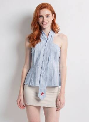Top col carré fines bretelles bleu ESSENTIEL ANTWERP femme