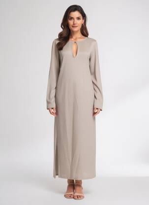 Robe longue manches longues manches longues or MUS & BOMBON femme