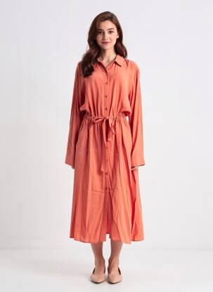 Robe longue manches longues manches longues orange GRACE & MILA femme