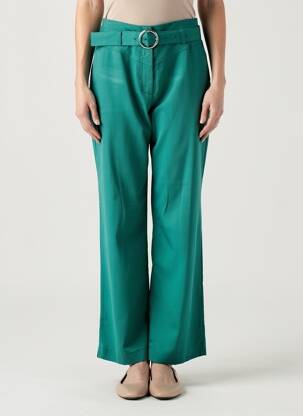 Pantalon droit tissage crêpe taille haute vert VILA femme