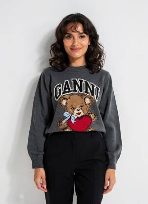 Pull stretch manches longues gris GANNI femme