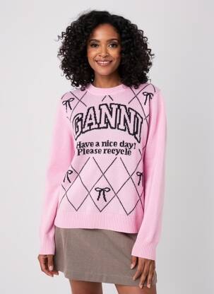 Pull stretch manches longues rose GANNI femme