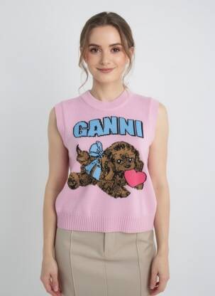 Pull stretch sans manche rose GANNI femme