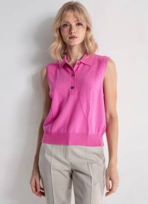 Pull resserrée sur le bas sans manche rose GANNI femme