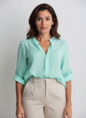 Blouse légère et transparente manches longues vert ALEXANDRE LAURENT femme