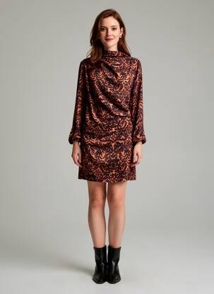 Robe courte manches longues manches longues marron AN' GE femme