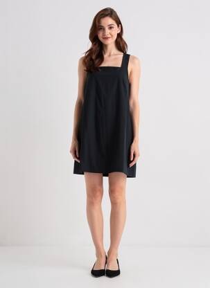 Robe courte tissage crêpe fines bretelles noir AN' GE femme