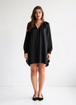 Robe courte manches longues manches longues noir SEE U SOON femme