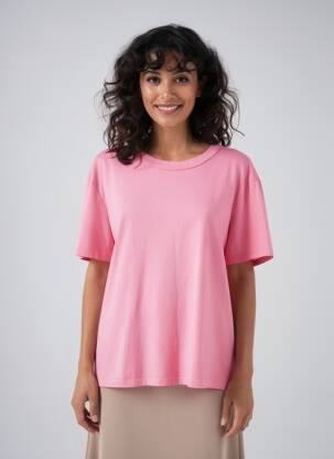 T-shirt coupe droite manches courtes rose JOHANNA PARIS femme