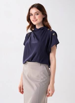 Top stretch manches courtes bleu AN' GE femme