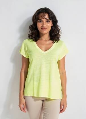 T-shirt coupe droite manches courtes jaune ALEXANDRE LAURENT femme