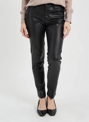 Pantalon slim taille haute taille haute noir IDODO femme