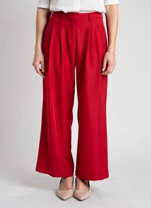 Pantalon large tissage crêpe taille normale rouge AN' GE femme