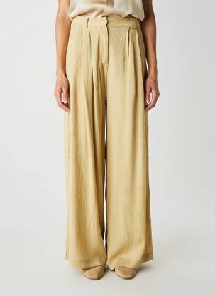 Pantalon large fermeture zippée sous rabat avec crochet taille normale beige SEASON femme