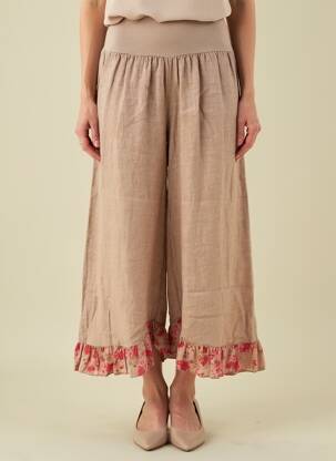 Pantalon 7/8 taille élastique marron COLETTE femme