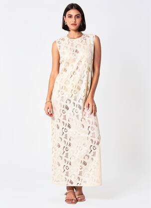 Robe longue sans manche sans manche beige SCOTCH & SODA femme