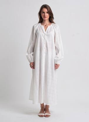 Robe longue manches longues manches longues blanc SUNCOO femme