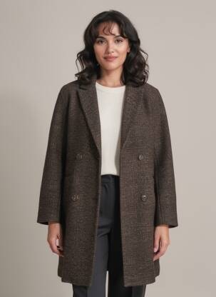 Manteau long coupe droite sans capuche marron MKT STUDIO femme