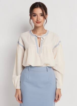 Blouse manches longues manches longues beige SCOTCH & SODA femme