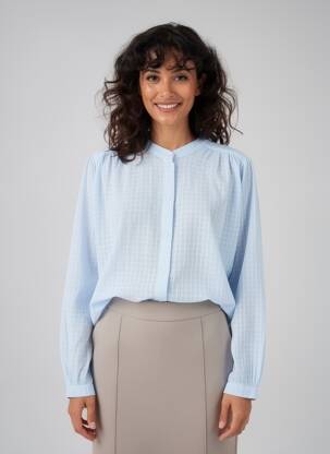 Chemisier tissage crêpe manches longues bleu SACRÉCOEUR femme