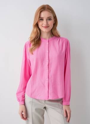 Chemisier tissage crêpe manches longues rose SACRÉCOEUR femme