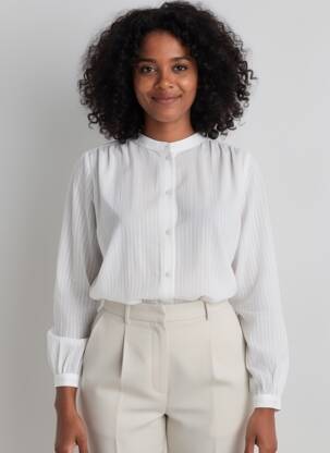 Chemisier coupe fluide manches longues blanc SACRÉCOEUR femme