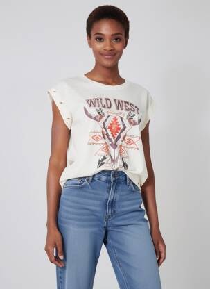 T-shirt coupe droite manches courtes beige MKT STUDIO femme