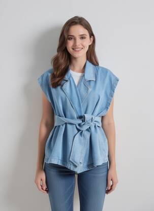 Veste casual col tailleur bleu SACRÉCOEUR femme