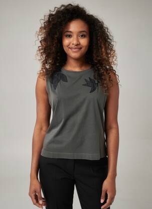 Débardeur coupe droite sans manche gris LEON & HARPER femme