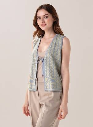 Gilet sans manche maille fine bleu SCOTCH & SODA femme