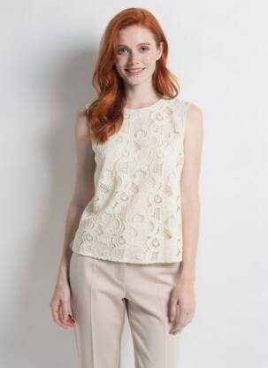 Top coupe cintrée sans manche beige SCOTCH & SODA femme