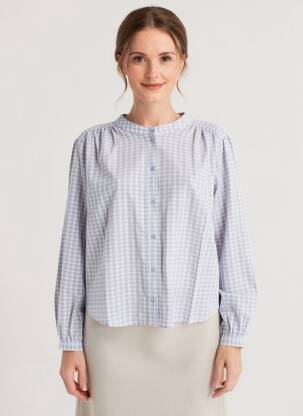 Chemisier tissage crêpe manches longues bleu SACRÉCOEUR femme