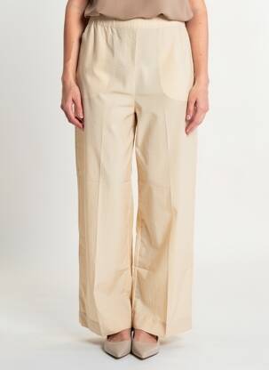 Pantalon large tissage popeline taille haute beige SACRÉCOEUR femme