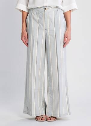Pantalon large tissage popeline taille haute bleu MKT STUDIO femme