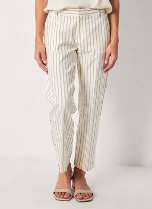 Pantalon chino fermeture zippée sous rabat avec crochet taille normale beige MKT STUDIO femme