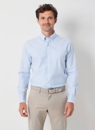 Chemise manches longues tissage popeline bleu HACKETT homme