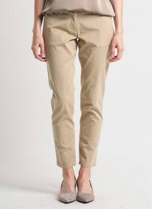 Pantalon chino broderie galons latéraux taille normale beige TRUSSARDI JEANS femme